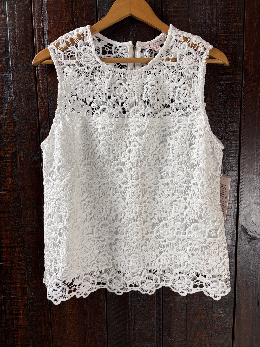 Nanette Lepore Sleeveless White Lace Top - Elegant Women's Tank